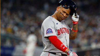 Rafael Devers wearing San Francisco Giants uniform after trade from Boston Red Sox