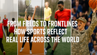 Young athlete celebrating on a global stage — showing how sports reflect real life through emotion and resilience.