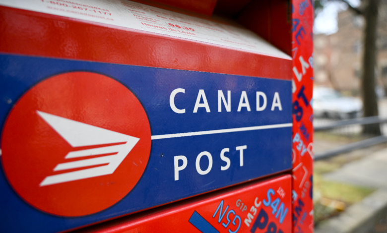 Canada Post mailbox close-up during 2025 strike reflecting service disruption and labour dispute.