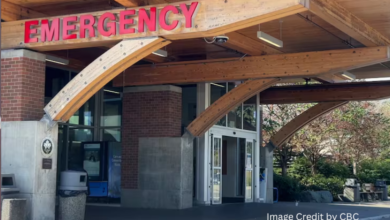 Island Health website showing estimated emergency room wait times for Vancouver Island hospitals
