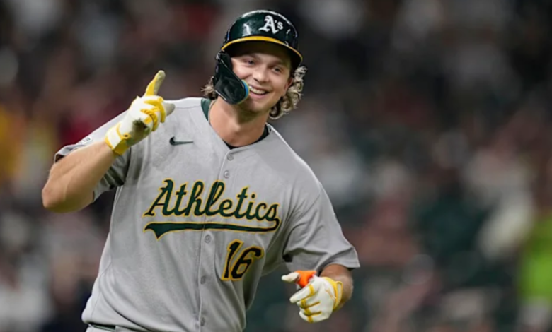 Nick Kurtz makes MLB history as the Oakland Athletics rookie celebrates his historic four home run game in gray jersey.