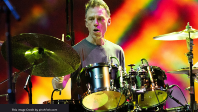 Matt Cameron performing live with Pearl Jam on stage