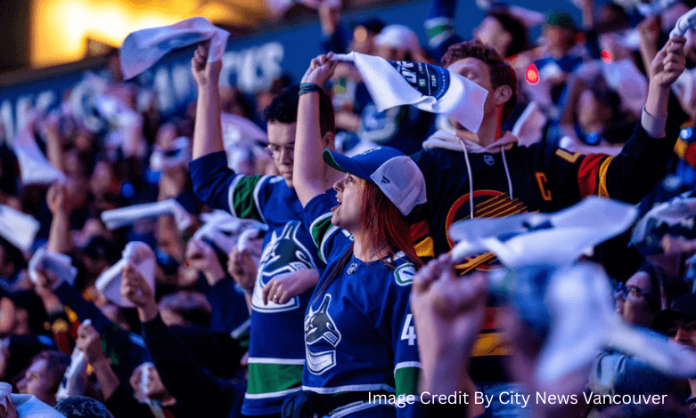 Vancouver Canucks fans with playoff tickets at Rogers Arena