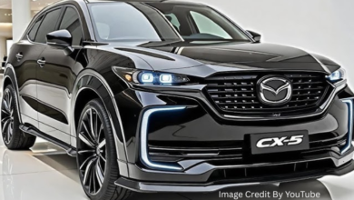 2026 Mazda CX-5 shown in its redesigned form with a wide grille, sleek LED headlights, and bold exterior styling