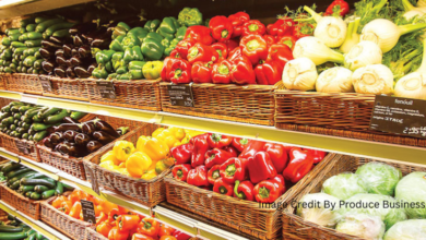 Colorful assortment of Canadian-grown produce at a local farmers' market, featuring seasonal fruits and vegetables