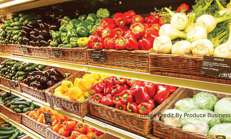 Colorful assortment of Canadian-grown produce at a local farmers' market, featuring seasonal fruits and vegetables