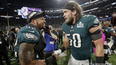 NFL linebacker Bryan Braman celebrating with Eagles teammates after Super Bowl LII victory