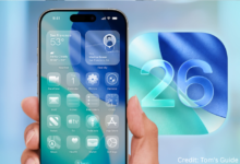 iPhone screen displaying iOS 26 lock screen with updated widgets, smoother animations, and Live Translation feature
