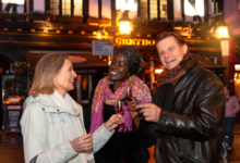 Friends enjoying a night gathering in a city street scene representing Hidden & Underground Events in Metro Vancouver