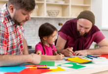 Parents and child participating in creative learning activity during Free Parenting Workshops Abbotsford Surrey community program