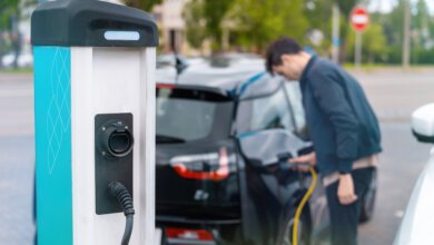 Electric vehicle charging at a public charging station