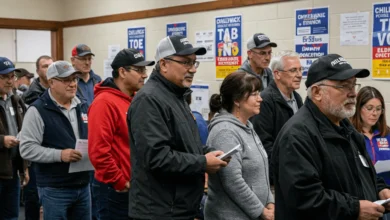 Residents of Chilliwack lining up at advance polling stations ahead of the 2025 federal election