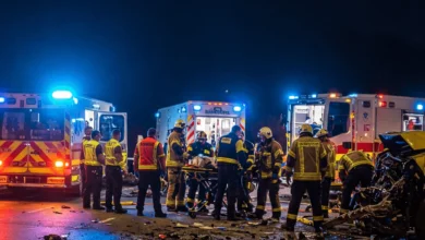 First responders at the scene of a serious Surrey collision in Newton, highlighting the need for improved road safety.