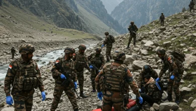The aftermath of the Pahalgam massacre in Kashmir, showing the devastation caused by the terrorist attack on tourists in April 2025.