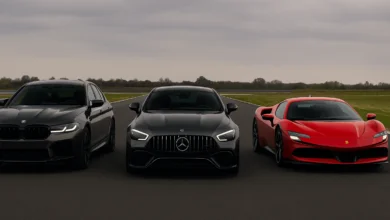BMW M5 AMG GT 63 S Ferrari SF90 track showdown