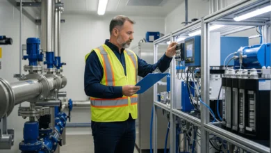 City engineer checking water quality testing equipment to ensure safe drinking water in Surrey