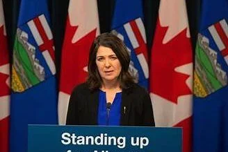 Danielle Smith speaking about Alberta referendum reforms
