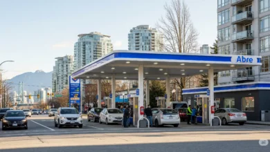 Gas station in Vancouver showing lower fuel prices during summer 2025