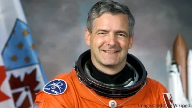 Marc Garneau floating inside the Space Shuttle Challenger during his historic 1984 mission as Canada's first astronaut.