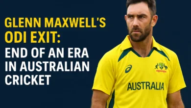 Glenn Maxwell ODI retirement captured in Australian ODI jersey during farewell moment