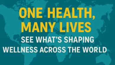 People embracing global wellness practices in 2025, from traditional healing to digital health solutions worldwide
