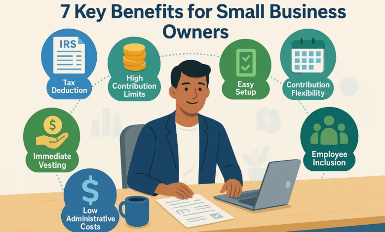 Small business owner exploring SEP IRA for small business owners on a laptop – 2025 retirement planning guide
