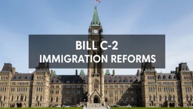 Canadian Parliament building with immigration headline overlayed, symbolizing Bill C-2 immigration reforms