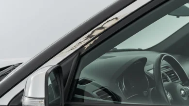 Side view of a Ford Explorer SUV showing the B-pillar trim area affected by recall