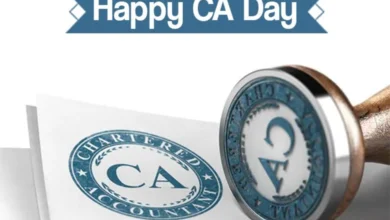 Chartered Accountants Day 2025 stamp design with blue CA seal and “Happy CA Day” banner