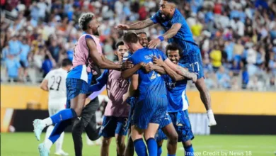 Al‑Hilal players celebrating after defeating Manchester City in the Club World Cup 2025