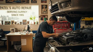 Experienced mechanic servicing a car at a family-run auto repair shop in Surrey