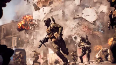 Explosive multiplayer battle in Battlefield 6 featuring class-based combat and large-scale environmental destruction