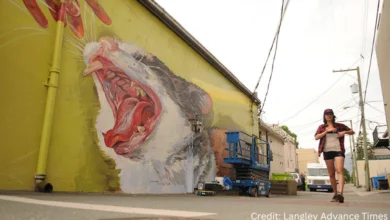 Colorful mural on a building in a Fraser Valley town attracting visitors and supporting local businesses