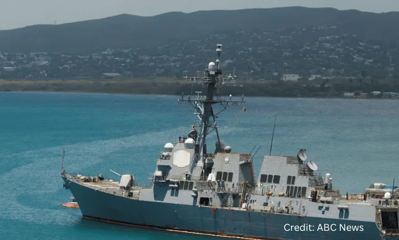 U.S. Navy vessel patrolling Caribbean waters during anti-drug mission targeting Venezuelan drug-smuggling boats