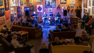 A live music night inside a cozy community art hub in Abbotsford.