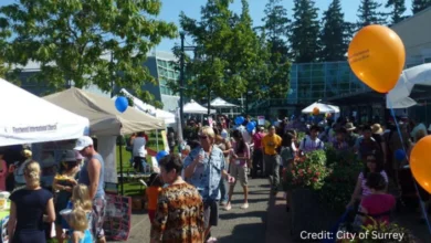 Families enjoying live performances, food trucks, and activities at the 23rd Annual Fleetwood Community Festival in Surrey