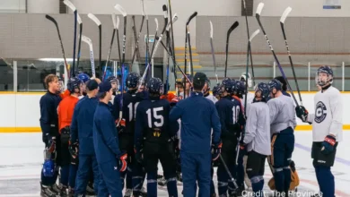 Cloverdale Colts players skating during practice on home ice before being excluded from the PJHL league