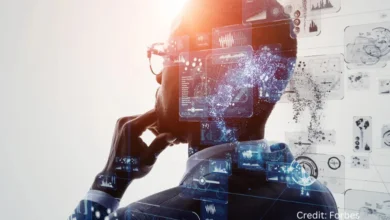 Illustration of humans collaborating with AI in the workplace, symbolizing the future of work and job automation