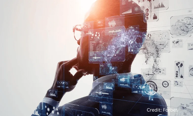 Illustration of humans collaborating with AI in the workplace, symbolizing the future of work and job automation