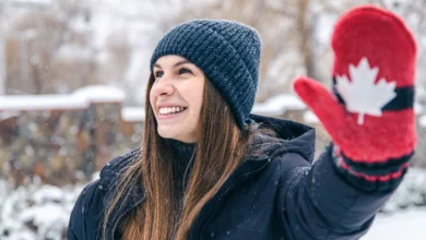 Woman enjoying winter outdoors showing how daily life in Canada is changing with seasonal lifestyle and outdoor living