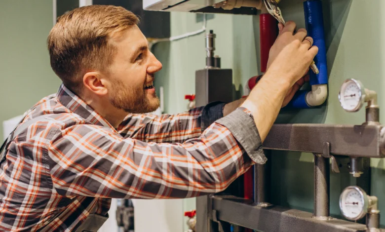 furnace repair cost technician fixing home heating system and inspecting pipes