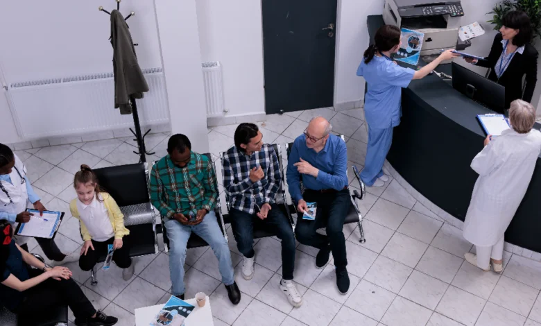 walk-in clinic near me with patients waiting in reception area for same-day appointment