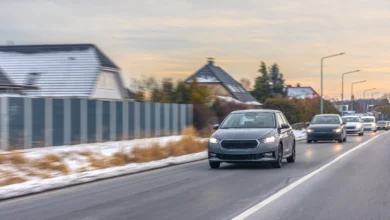 Conventional Vehicles driving on a modern road during daily transportation