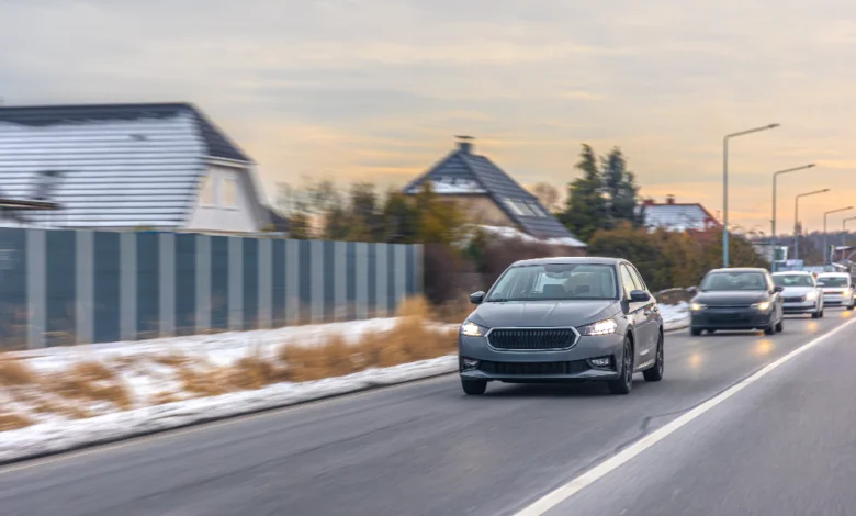 Conventional Vehicles driving on a modern road during daily transportation