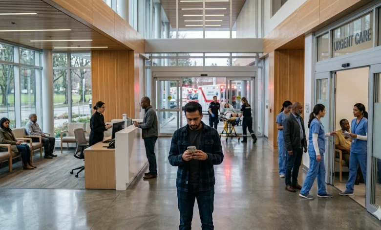 Patient comparing walk-in clinic, urgent care, and emergency room options in Vancouver.