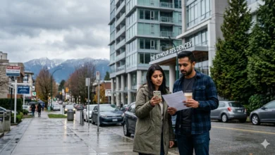 Young couple searching for their first rental apartment in Vancouver.