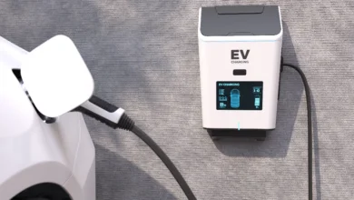 Home EV Charger Installation with a Level 2 charging station connected to an electric vehicle
