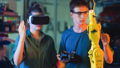 People using VR and robotics representing New and Emerging Technology Trends