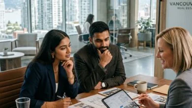 Canadian couple meeting a Realtor to discuss home buying representation