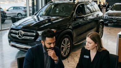 Customer negotiating trade-in value for SUV at a Canadian dealership.